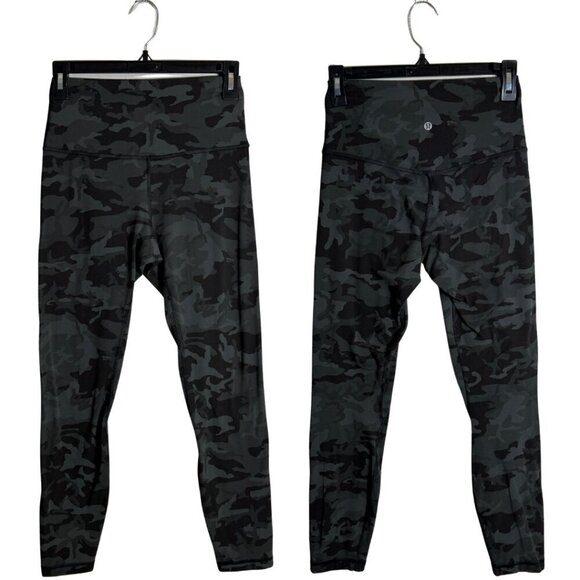 Lululemon Align Pant II 25" Incognito Camo Women's 6 Gator Green Multi Workout - Picture 2 of 11